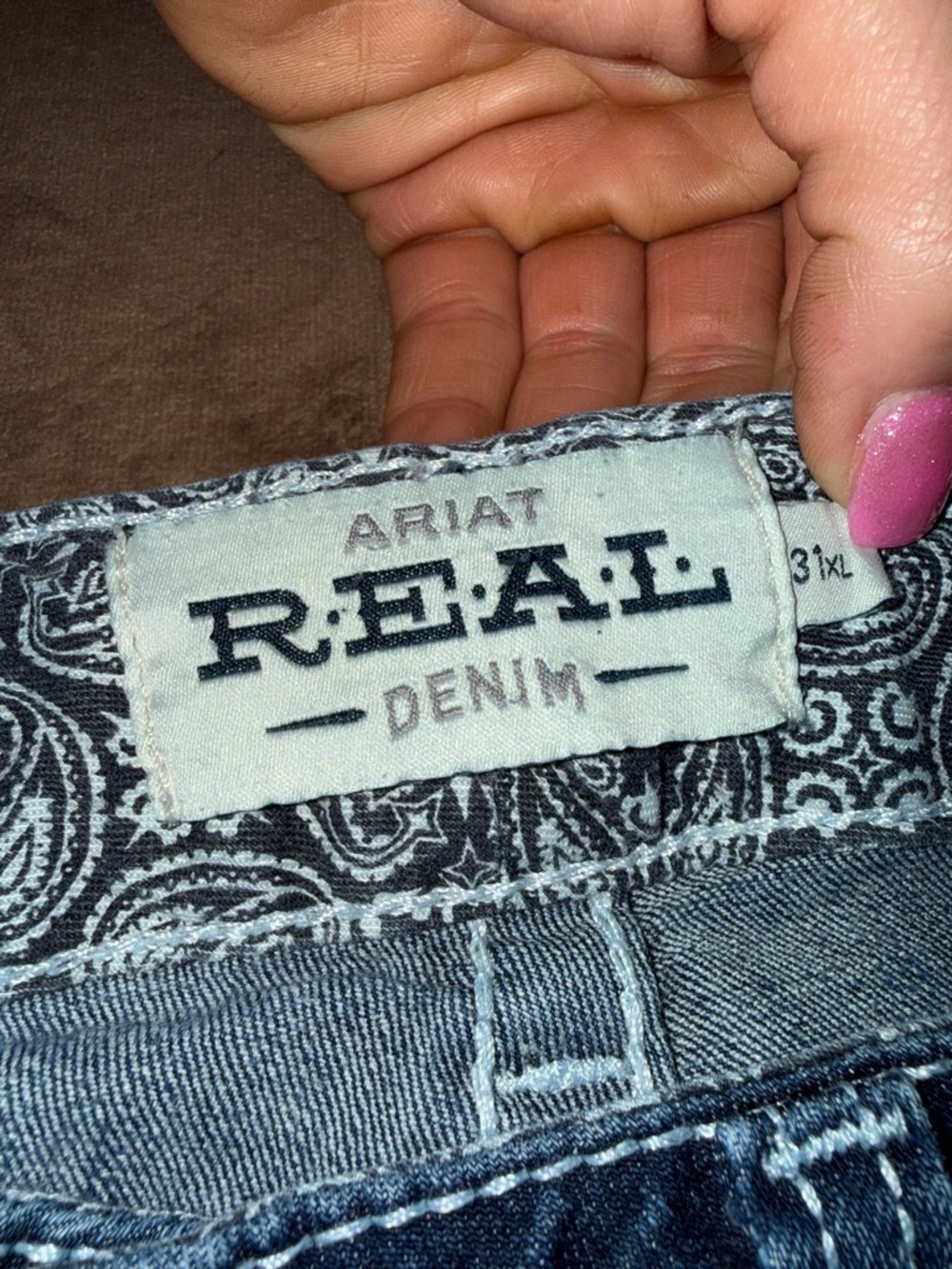 EUC Ariat Blue Flare Jeans with White Stitching 31XL - Picture 2 of 8